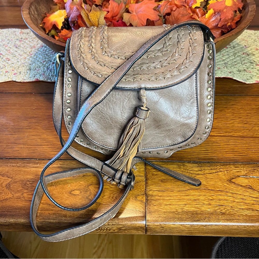 Antik Kraft studded crossbody with fringe